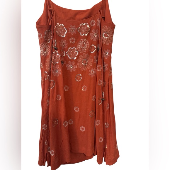 NWT Revolve Free people Azelia Rust Floral Embellished Slip Dress boho feminine - Picture 5 of 11